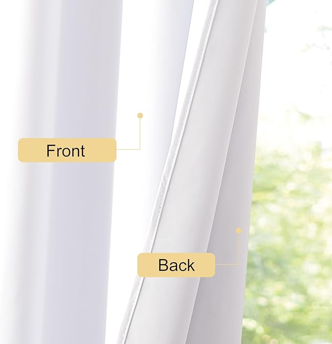 NICETOWN Bedroom 100% Blackout Curtains, 2 Panels, 42 by 48, Snow White, Window Treatment Rod Pocket Curtains/Drapes for Bedroom