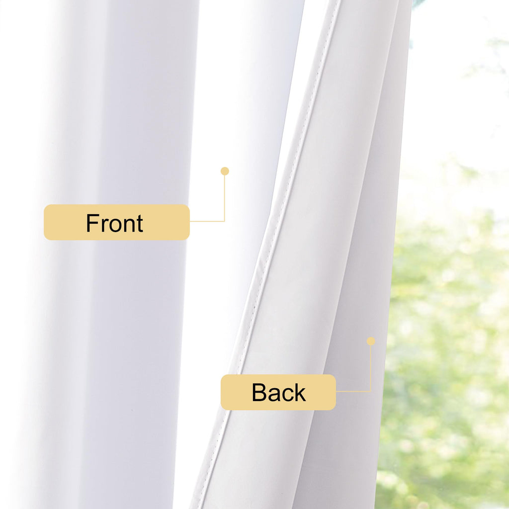 NICETOWN Bedroom 100% Blackout Curtains, 2 Panels, 42 by 63, Snow White, Window Treatment Rod Pocket Curtains/Drapes for Bedroom