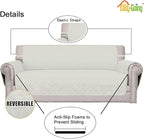 Easy-Going Oversized Chair Sofa Slipcover Reversible Sofa Cover Water Resistant Couch Cover Furniture Protector Cover with Elastic Straps for Pets Dog (Oversized Chair, Ivory/Ivory)