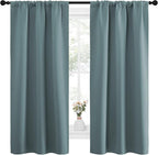 NICETOWN Greyish Blue Blackout Curtains Panels for Window, Thermal Insulated Rod Pocket Blackout Drapes/Draperies for Living Room (2 Panels, W34 x L63 inches)