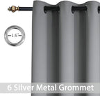 Yakamok Blackout Curtains for Bedroom - Grommet Thermal Insulated Room Darkening Curtains for Living Room,1 Panel (38 x 84Inch, Grey)