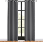 NICETOWN Blackout Window Curtains 80 inch Long, 2 Panels, 34 inch, Grey, Grommet Top Room Darkening Thermal Insulated Solid Vertical Drapes for Bedroom/Kid Room