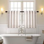 MIULEE Natural Linen White Kitchen Curtain 30 Inch Long 2 Panels Farmhouse