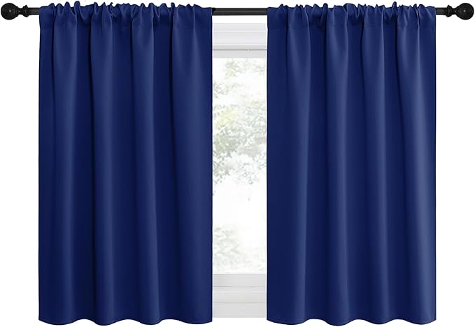 NICETOWN RV Blackout Curtains for Camper Windows, Navy Blue, 29" Wide by 40" Long, 2 PCs, Short Blackout Curtains & Drapes, Thermal Insulated Blackout Curtain Panels for Kids Room, Play Room