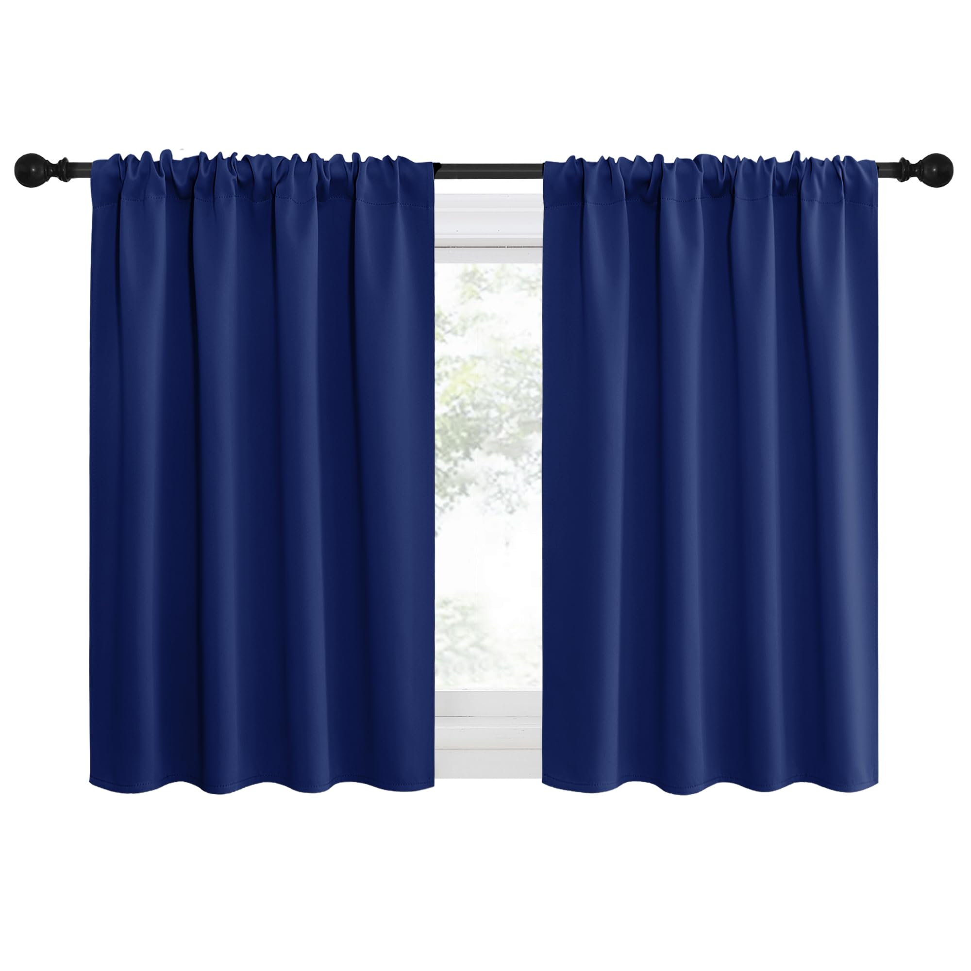NICETOWN Blackout Curtains for RV Windows, Navy Blue, 29" by 20", 2 Panels, Room Darkening Window Curtain Panels, Easy-Care Solid Thermal Insulated Draperies/Drapes for Daughter Room