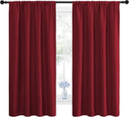 NICETOWN Christmas Burgundy Blackout Curtains and Drapes - Thermal Insulated Solid Rod Pocket Blackout Draperies/Panels for Gift (1 Pair, 42 by 63 inches, Burgundy Red)