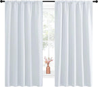 NICETOWN Greyish White Bedroom Curtain Panels - Multi-Function Noise Reducing Performance Window Treatment Thermal Insulated Room Darkening Drapes for Nursery (2 Panels, 52 by 63)