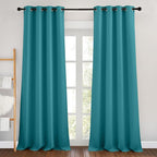 NICETOWN Peacock Teal Blackout Curtains for Living Room, Grommet Thermal Insulated Window Drapes Room Divider Blinds Sound Reducing for Living Room, W46 x L102, 2 Pieces