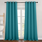 NICETOWN Peacock Teal Blackout Curtains for Living Room, Grommet Thermal Insulated Window Drapes Room Divider Blinds Sound Reducing for Living Room, W46 x L102, 2 Pieces