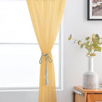 SpaceDresser Basic Rod Pocket Sheer Voile Window Curtain Panels Gold 1 Pair 2 Panels 52 Width 84 Inch Long for Kitchen Bedroom Children Living Room Yard（Gold, 52W x 84L）