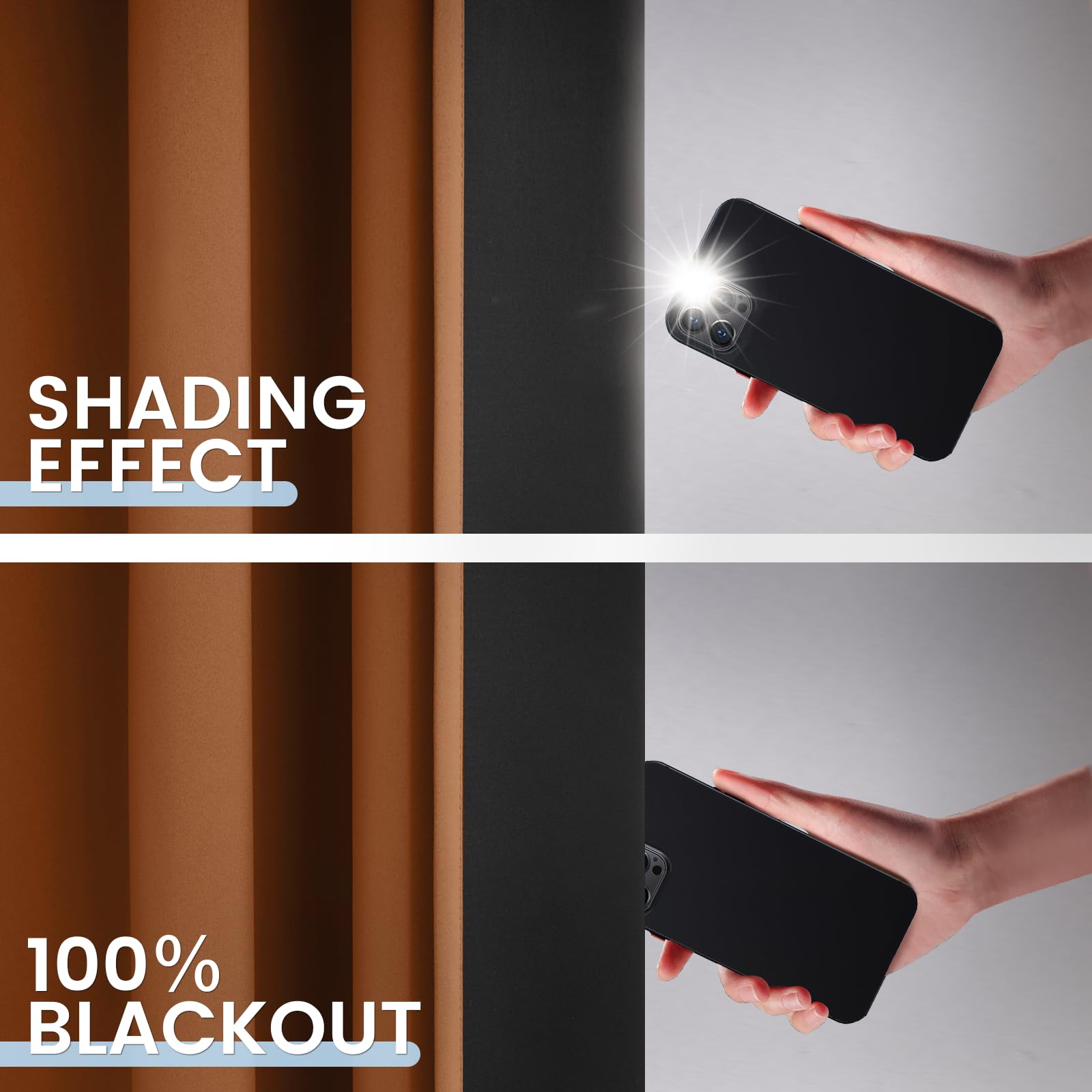 SimpleHome Orange 100% Blackout Curtains Room Darkening Living Room 96 Inch