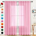SpaceDresser Basic Rod Pocket Sheer Voile Window Curtain Panels Pink 1 Pair 2 Panels 52 Width 90 Inch Long for Kitchen Bedroom Children Living Room Yard（Pink, 52W x 90L）