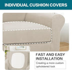 Turquoize 2 Piece Chair Covers Armchair Slipcovers for Living Room Armchair Sofa Cover with Individual Cushion Covers Feature Jacquard Fabric (Chair, Island Fossi)