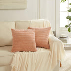 Fancy Homi 4 Packs Decorative Throw Pillow Covers for Living Room Couch Bed, Modern Farmhouse Boho Home Décor Accent Cushion Case, 18" x 18", Peach