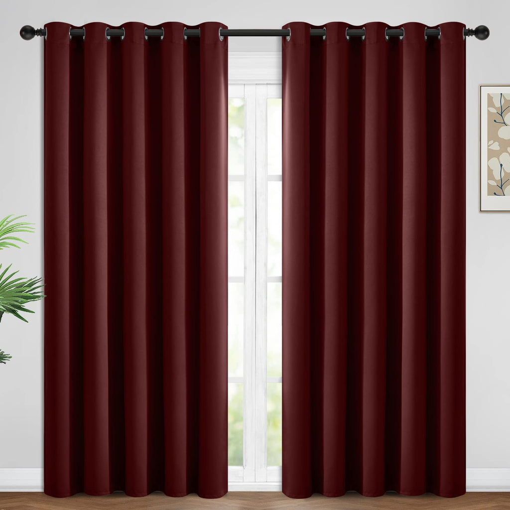 Yakamok Room Darkening Curtains 62x84 inch Length Burgundy Red-Living Room