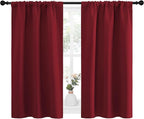NICETOWN Christmas Burgundy Curtains Blackout Drape Panels - Lights Block Out Window Treatment Short Curtain Sets for Loft and Basement Decoration (Set of 2, 34 by 45-Inch)