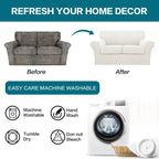 Turquoize 3 Piece Sofa Covers for 2 Cushion Couch Sofa Slipcover Soft Couch Cover for Dogs-Washable Sofa Furniture Cover with 2 Individual Cushion Covers, Jacquard Fabric (Loveseat, Porcelain White)