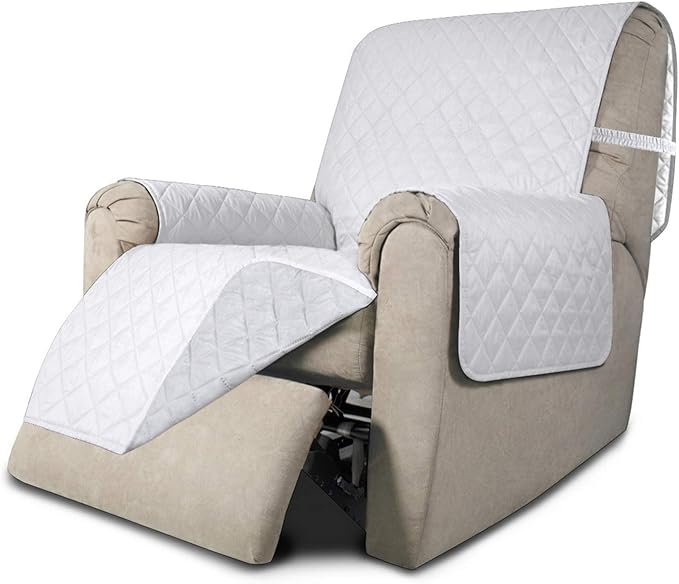 Easy-Going Reversible Couch Cover, Recliner 19 in, White/White
