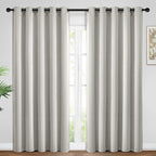 Yakamok Blackout Curtains Room Darkening Thermal Insulated Window Panels,Solid Grommet Top Drapes for Bedroom/Living Room(62Wx96L, Light Beige, 2 Panels)