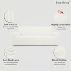 Easy-Going Stretch Sofa Slipcover 1-Piece Sofa Cover Furniture Protector Couch Soft with Elastic Bottom for Kids, Polyester Spandex Jacquard Fabric Small Checks (Sofa, Cream)