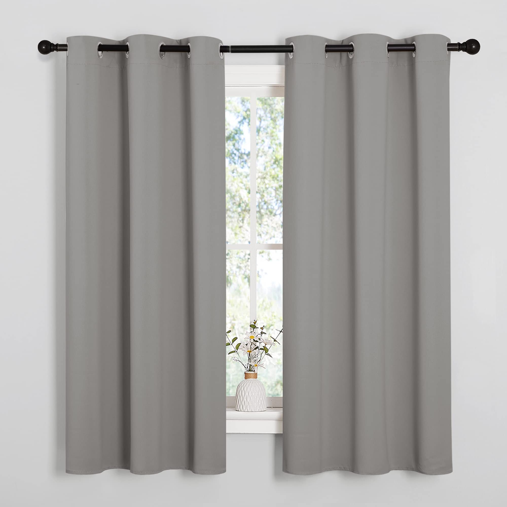 NICETOWN Blackout Curtains 63 inches Long, Thermal Insulated Solid Grommet Top Blackout Curtains/Drapes for Office (Sand Color, 1 Pair, 42 x 63 inches)