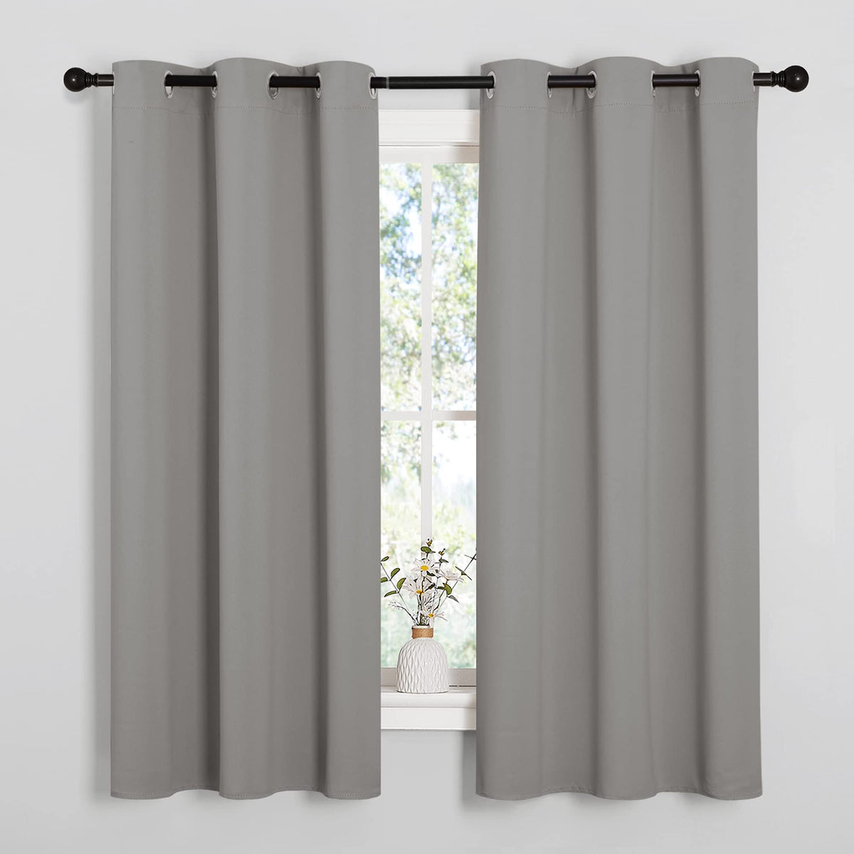 NICETOWN Grey Blackout Curtains for Bedroom 42" Wide x 63" Long 2 Panels