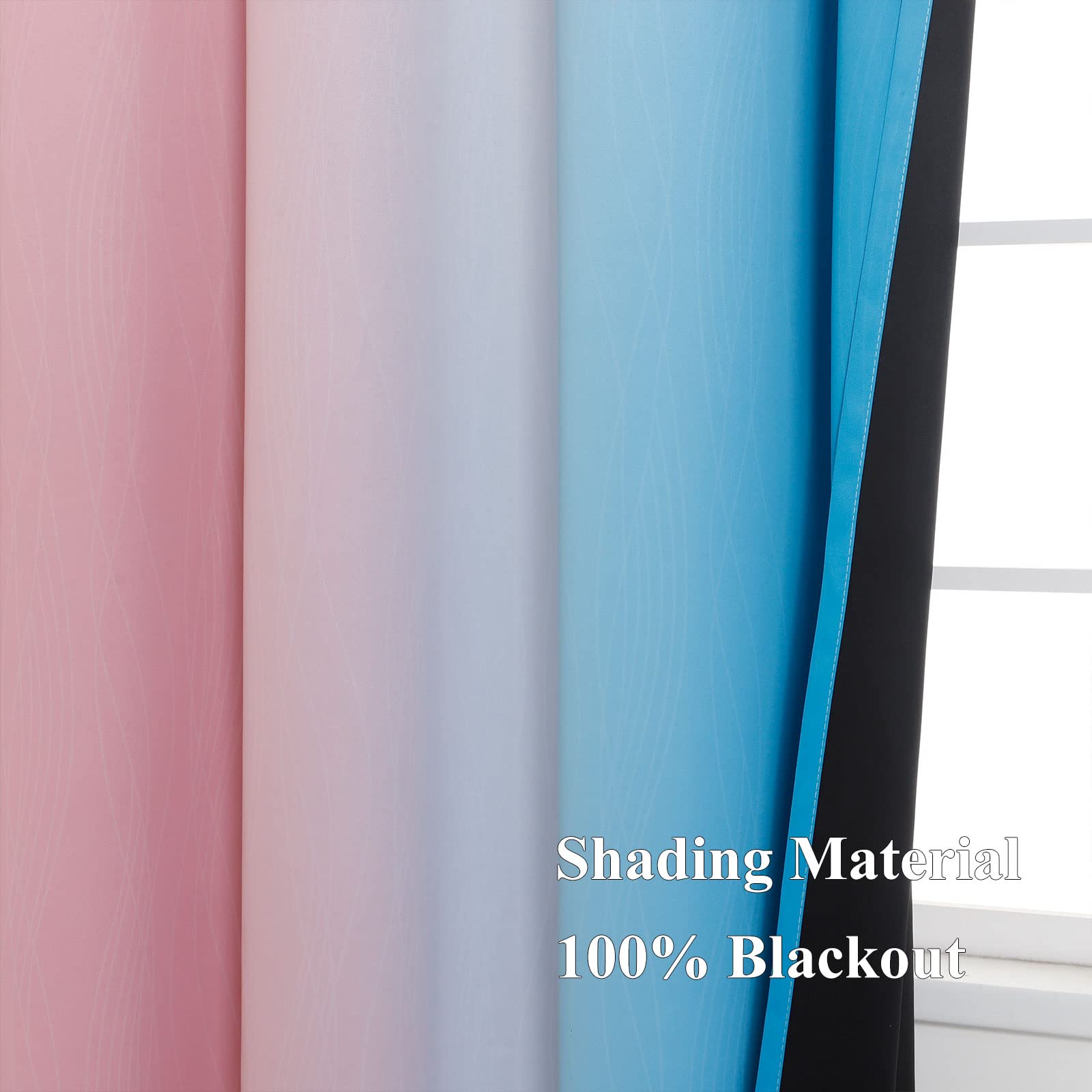 Estelar Textiler Pink and Blue Ombre Curtains for Bedroom 72 Inch Long
