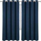 LEMOMO Blackout Curtains 66 x 72 Inch Long Navy Blue Curtains Set of 2 Panels Room Darkening Curtains for Bedroom and Living Room