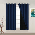 Yakamok Navy Blue 100% Blackout Curtains 54 Inches Long 52" Wide, 2 Panels