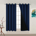 Yakamok Navy Blue 100% Blackout Curtains 54 Inches Long 52" Wide, 2 Panels