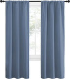NICETOWN Blackout Curtains for Living Curtains, Home Decoration Solid Thermal Insulated Draperies & Drapes, Blackout Window Curtains for Kitchen (Stone Blue, 2 Panels, 34 in x 72 in (W x L))