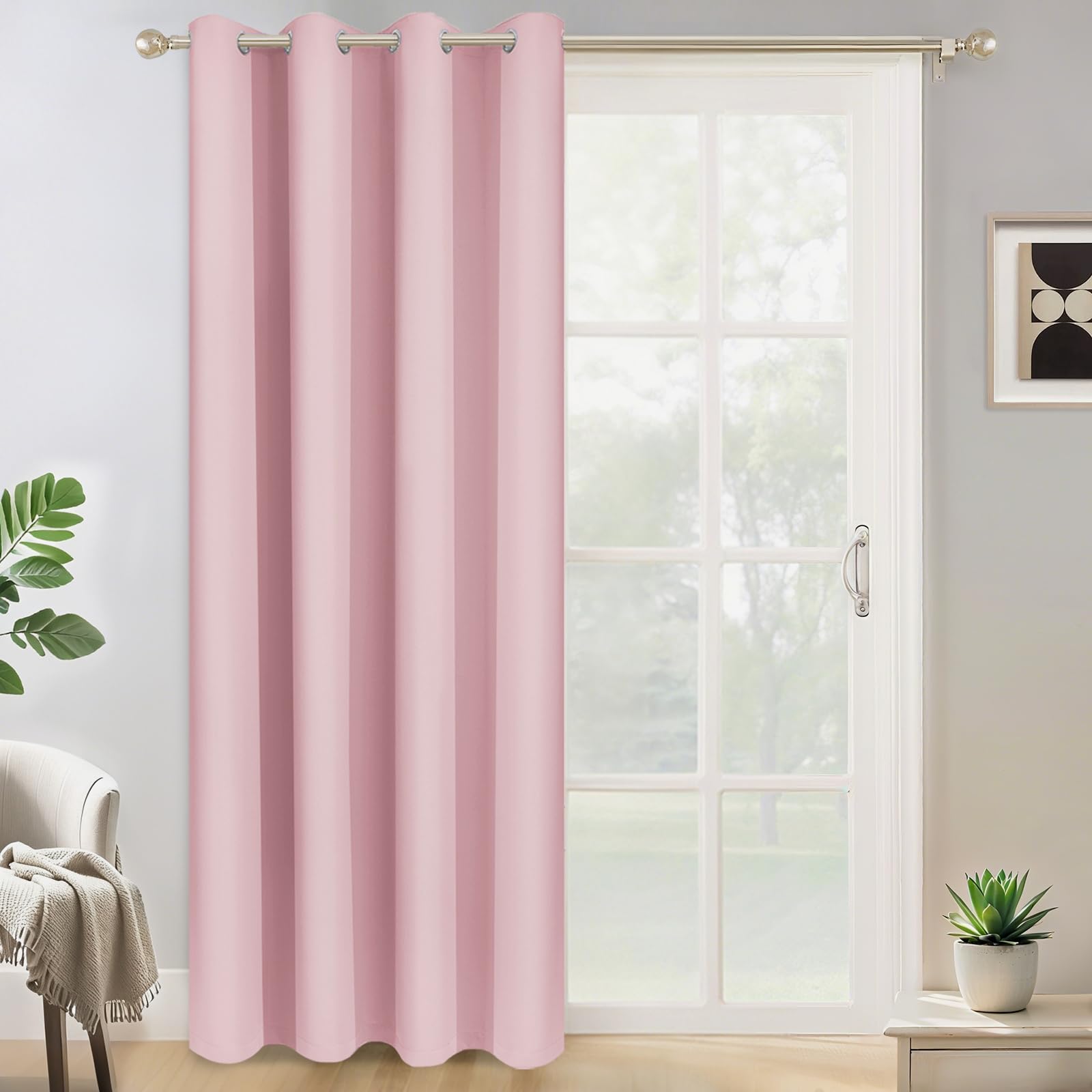 Yakamok Pink Room Darkening Curtains 84 inch Sliding Door Drapes