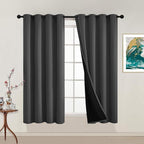 Yakamok 100% Blackout Curtains, 2 Thick Layers Thermal Insulated Total Blackout Drapes for Bedroom, Heat Blocking Window Curtains for Living Room(Charcoal Grey, 52Wx54L, 2 Panels)