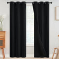SimpleHome Black 100% Blackout Curtains Room Darkening Living Room 84 Inch