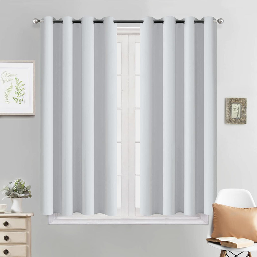 Yakamok Room Darkening Curtains 52x45 inch Greyish White-Living Room