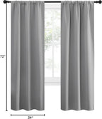 NICETOWN Sidelight Curtains for Front Door - Home Decoration Thermal Insulated Rod Pocket Blackout Blinds & Drapes for Small Windows (Silver Grey, 2 Panels, W34 x L72 -Inch)