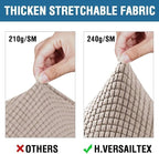 H.VERSAILTEX 4 Piece Stretch Sofa Covers for 3 Cushion Couch Covers for Living Room Furniture Slipcovers (Base Cover Plus 3 Seat Cushion Covers) Thicker Jacquard Fabric (Large Sofa, Sand)