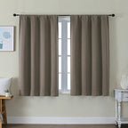 Simplebrand Ava Latte Short Blackout Curtains for Bedroom 45 Inches Long 2 Panels Set, Solid Thermal Insulated, Energy Saving Window Treatment Curtains Blackout Drapes, W40 x L45 Inch, Latte