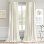 MIULEE Cream Back Tab Blackout Curtains 108 Inch Long 2 Panels Set for Bedroom, Rod Pocket/Pinch Pleat Extra Long Thermal Insulated Living Room Darkening Pleated Light Blocking Drapes