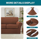Turquoize 3 Piece Sofa Covers for 2 Cushion Couch Sofa Slipcover Soft Couch Cover for Dogs-Washable Sofa Furniture Covers with 2 Individual Cushion Covers (2 Cushion Sofa, Caramel)