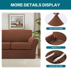 Turquoize 2 Piece Chair Covers Chair Slipcovers for Living Room Armchair Couch Cover Chair Sofa Cover with Individual Cushion Covers Furniture Cover for Chairs Feature Jacquard Fabric (Chair, Caramel)