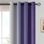 Yakamok Greyish White and Lavender Purple Ombre Curtains,Light Blocking Curtains,Room Darkening Grommet Window Drapes for Bedroom(Lavender Purple,52x63 Inch,2 Panels)