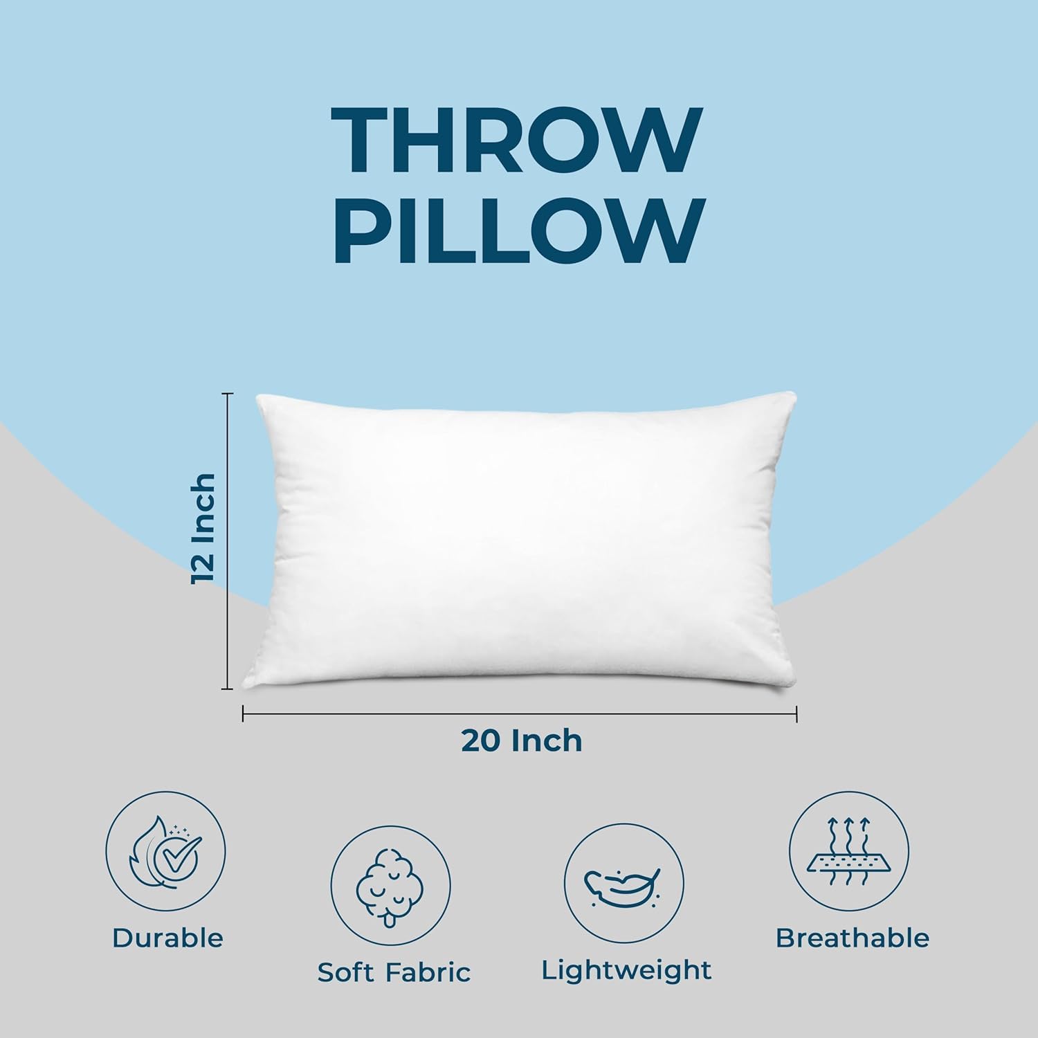 Utopia Bedding Throw Pillows, 12x20 Pillow Inserts, Pack of 1, White
