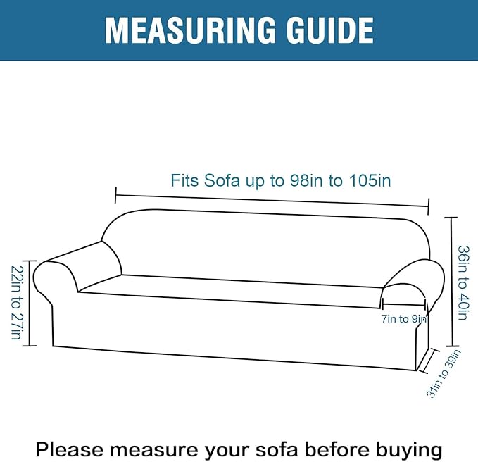H.VERSAILTEX Stretch Velvet Sofa Covers Large Couch Covers Sofa Slipcovers Furniture Protector Soft with Non Slip Elastic Bottom, Feature Thick Comfy Rich Velour (Extra Wide Sofa 98"-105", Gray)