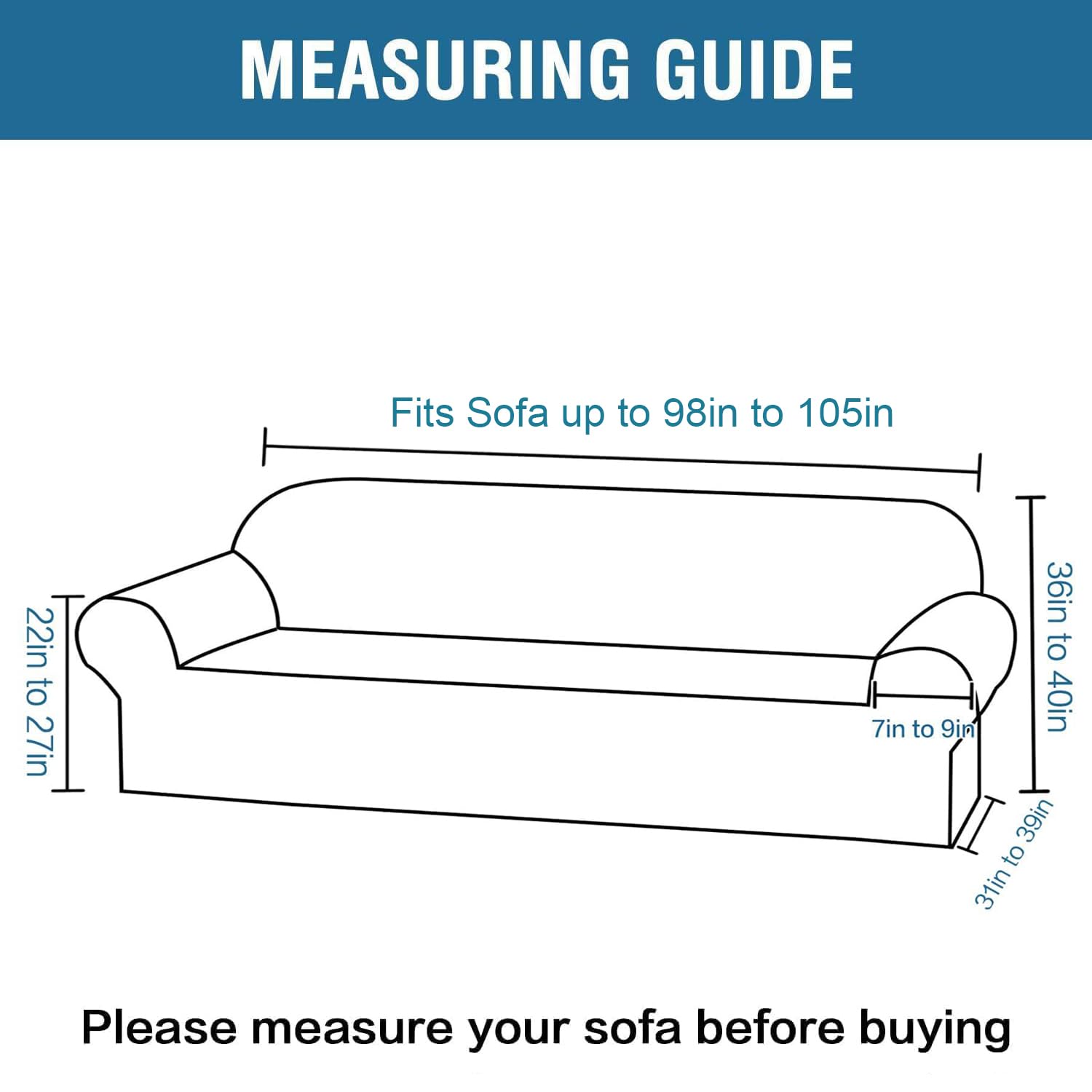 H.VERSAILTEX Stretch Velvet Sofa Covers Large Couch Covers Sofa Slipcovers Furniture Protector Soft with Non Slip Elastic Bottom, Feature Thick Comfy Rich Velour (Extra Wide Sofa 98"-105", Navy)