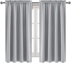 DWCN Blackout Curtains Room Darkening Thermal Insulated Bedroom Curtains Window Curtain Panels, 42 x 63 inches Long, Set of 2 Silver Grey Rod Pocket Drapes