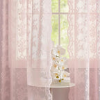 YJ YANJUN Vintage Lace Curtains Pink Boho Floral 80 Inch Curtains for Girls Room Princess Closet Curtain for Open Closet Pink Sheer Sliding Closet Door Drapes 2 Panels Set Light Pink 52W x 80L