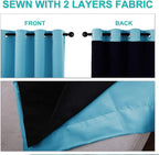 NICETOWN 100% Blackout Window Curtain Panels, Teal Blue, 2 Pieces, 42-inch Wide Per Panel, Full Light Blocking Drapes with Black Liner for Nursery, 72-inch Drop Thermal Insulated Draperies