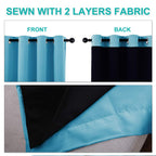 NICETOWN 100% Blackout Curtains 45 inches Long, Teal Blue, 1 Pair, 42 inches Width Each Panel, 2 Thick Layers Completely Blackout Window Treatment Thermal Insulated Lined Drapes for Small Window