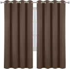 LEMOMO Blackout Curtains 66 x 72 Inch Long Chocolate Curtains Set of 2 Panels Room Darkening Curtains for Bedroom and Living Room